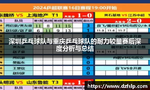 深圳乒乓球队与重庆乒乓球队的耐力较量赛后深度分析与总结